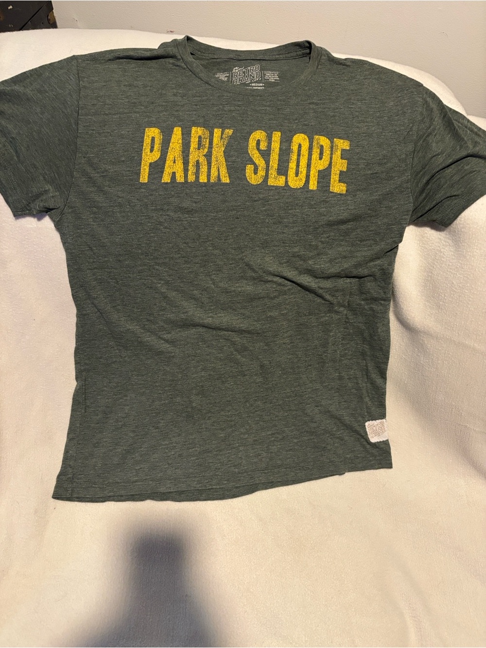 Original Retro Brand Green T‑Shirt with Yellow "PARK SLOPE" Print